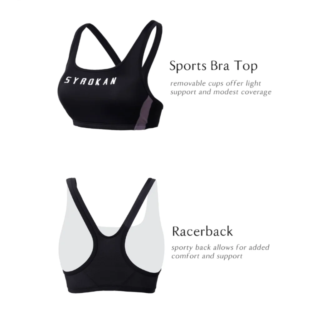 SYROKAN Sports Swimsuit Two Piece Racerback Top Workout Bikini - Navy, size XL - Picture 5 of 8